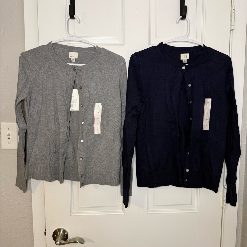 Gray and Navy Cardigan Set
